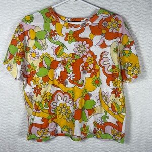 Zara Floral Short Sleeve Tee - Orange, Yellow & Green. So fun 🤩 size small